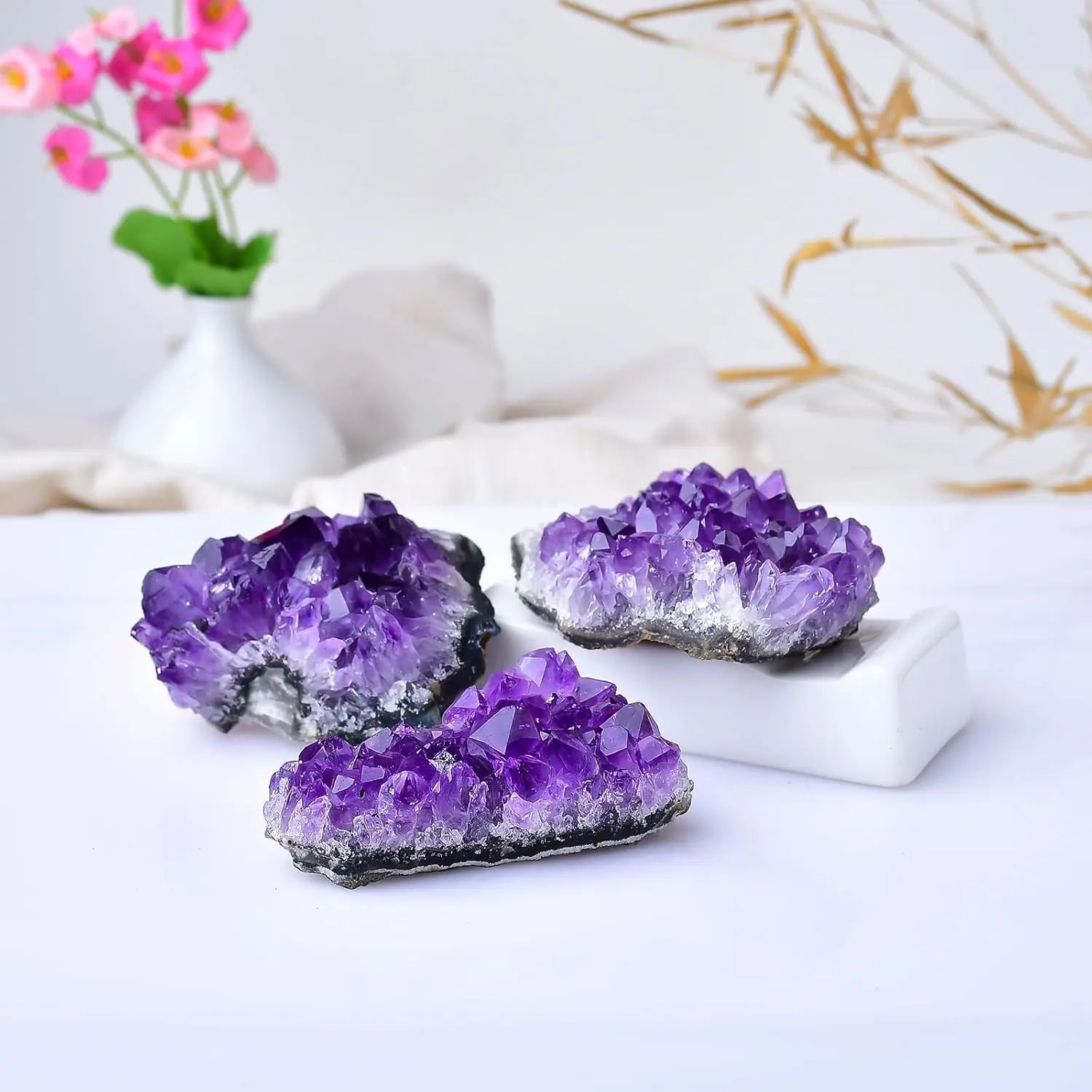 Natural Amethyst Geode Cave Healing Crystal Stones Rock Cluster Druzy Raw Amethyst Gemstone Specimen